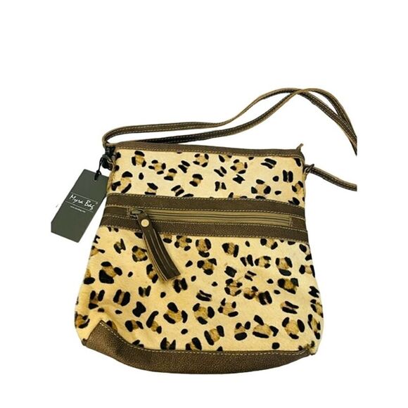 Myra Leather/Leopard Print Shoulder Bag/Crossbody NWT medium - Picture 1 of 5